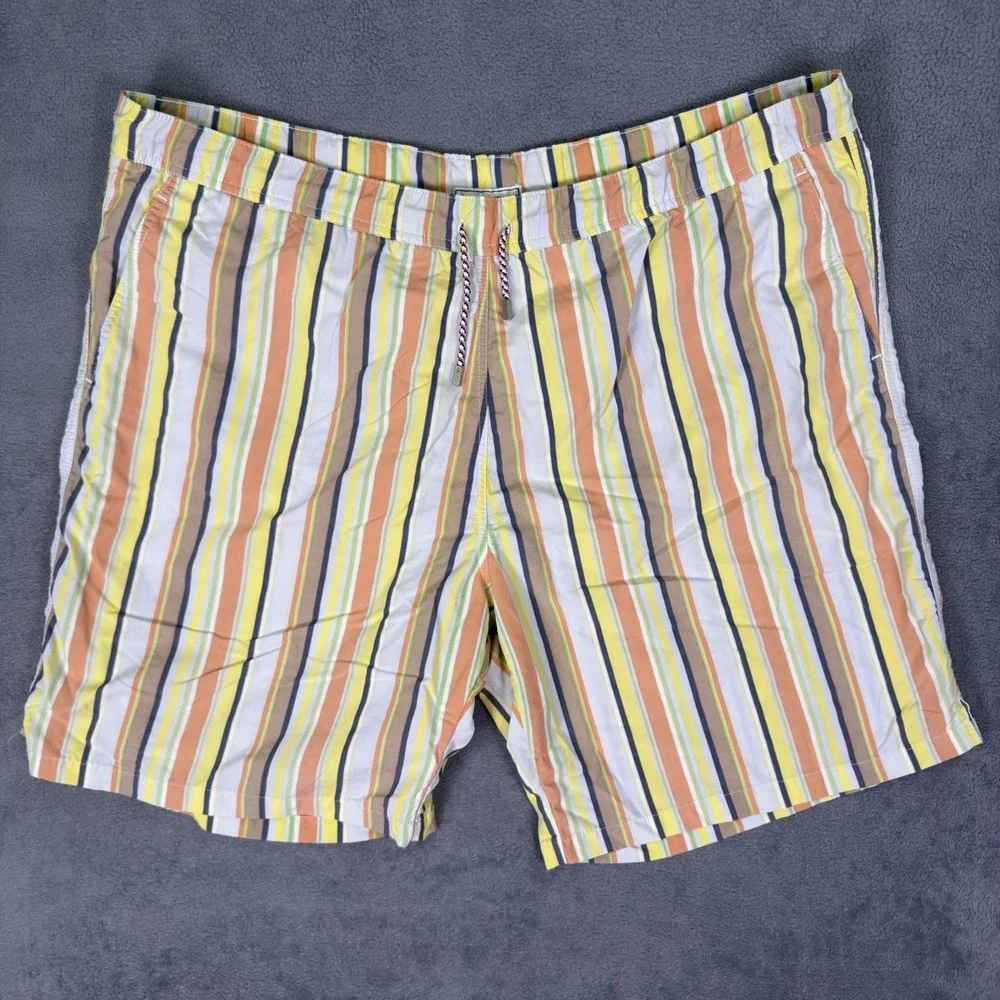Peter Millar Swim Trunks Mens XL Multicolor Striped Mesh Lined Drawstring Summer